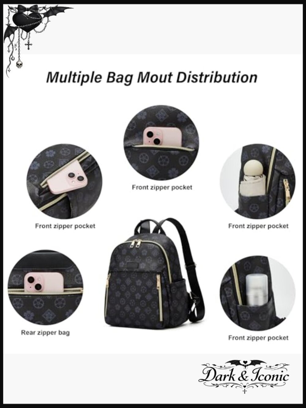 Mini Backpack for Women Stylish Daypack Casual Travel Daypack 2pc Set - Picture 2 of 6